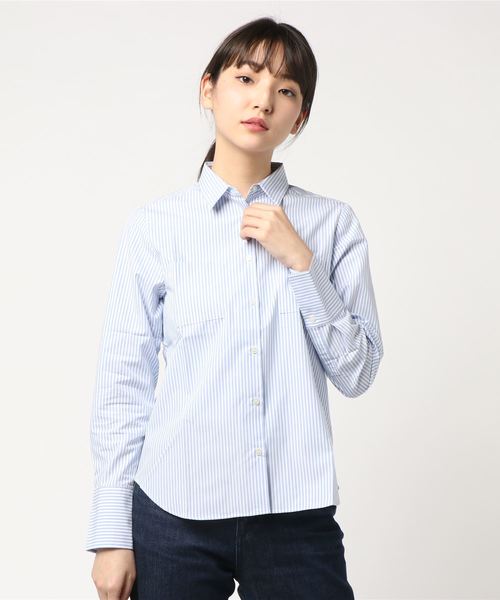 COMME CA ISM(コムサイズム)の「ストライプ柄ベーシックシャツ(シャツ/ブラウス・レディース・ネイビー/サックスブルー・LARGE/MEDIUM/SMALL)」の8枚目の写真