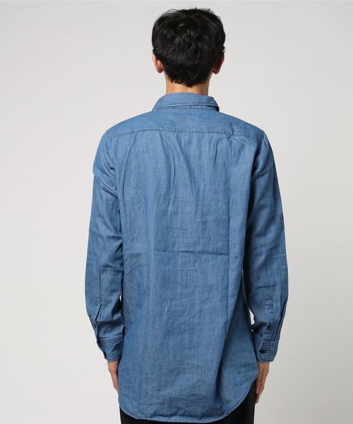 VENCEEXCHANGE（ヴァンスエクスチェンジ）の「デニムワッペン加工ロングシャツ（シャツ/ブラウス・メンズ・ブラック/ネイビー・MEDIUM/LARGE）」の4枚目の写真