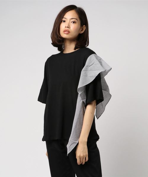 ストライプフリルTシャツ ストライプフリルTシャツ
