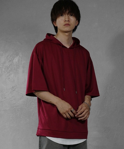 MinoriTY(マイノリティ)の「【MinoriTY】ポンチ素材ビッグシルエット半袖パーカー 5分袖プルオーバー Tシャツ 夏服 メンズ 部屋着 オーバーサイズ ルーズシルエット(パーカー・メンズ・ホワイト/ブラック/ネイビー/グレー/グリーン/ワイン/グリーン系その他/ブルーグレー・M/L/S)」の17枚目の写真