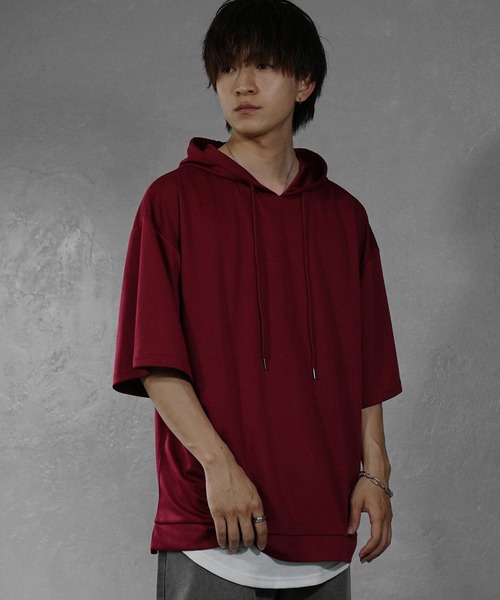 MinoriTY(マイノリティ)の「【MinoriTY】ポンチ素材ビッグシルエット半袖パーカー 5分袖プルオーバー Tシャツ 夏服 メンズ 部屋着 オーバーサイズ ルーズシルエット(パーカー・メンズ・ホワイト/ブラック/ネイビー/グレー/グリーン/ワイン/グリーン系その他/ブルーグレー・M/L/S)」の19枚目の写真