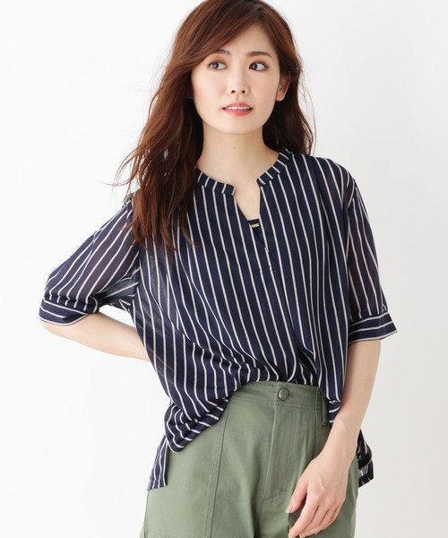 grove(グローブ)の「【洗える】エスパンディドッキングプルオーバー(Tシャツ/カットソー・レディース・ダークグリーン/ネイビー/アイボリー/ボルドー・02/03/04)」の3枚目の写真