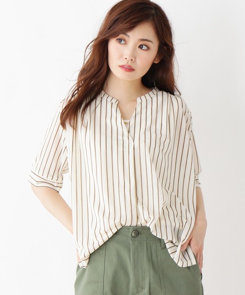grove(グローブ)の「【洗える】エスパンディドッキングプルオーバー(Tシャツ/カットソー・レディース・ダークグリーン/ネイビー/アイボリー/ボルドー・02/03/04)」の2枚目の写真