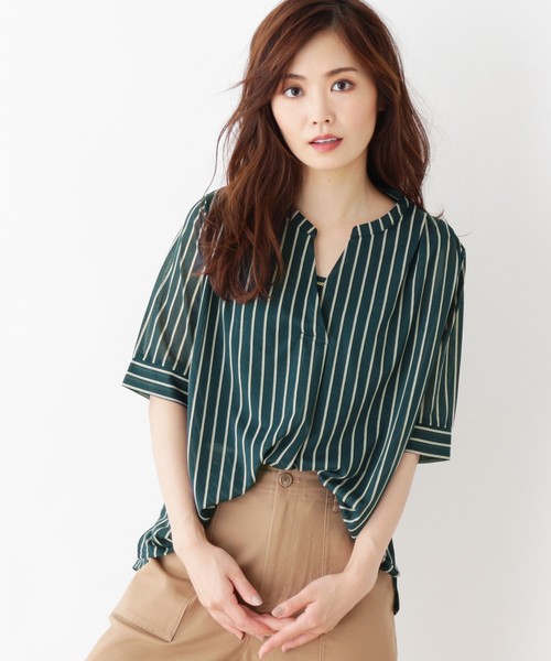 grove(グローブ)の「【洗える】エスパンディドッキングプルオーバー(Tシャツ/カットソー・レディース・ダークグリーン/ネイビー/アイボリー/ボルドー・02/03/04)」の1枚目の写真