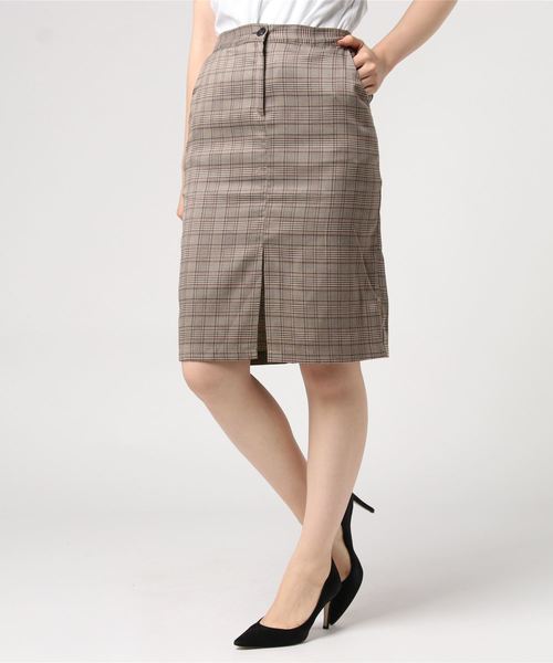 DING(ディング)の「DING/チェック柄ミドルスカート(スカート・レディース・ブラック/ブラウン・FREE)」の6枚目の写真