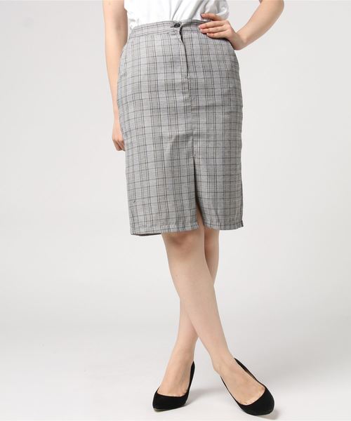 DING(ディング)の「DING/チェック柄ミドルスカート(スカート・レディース・ブラック/ブラウン・FREE)」の5枚目の写真