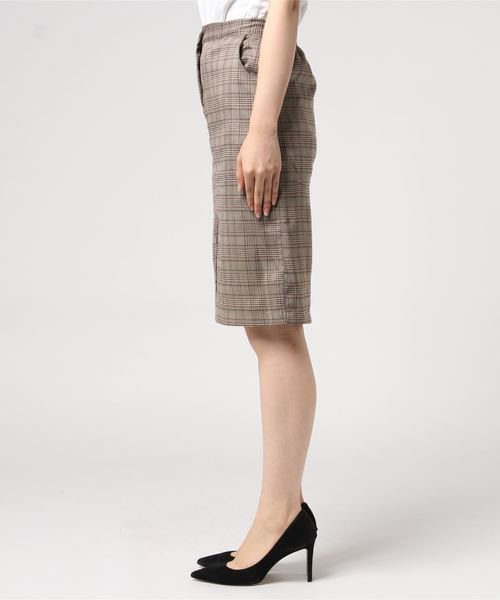 DING(ディング)の「DING/チェック柄ミドルスカート(スカート・レディース・ブラック/ブラウン・FREE)」の4枚目の写真