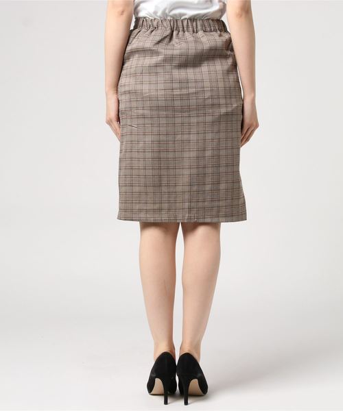 DING(ディング)の「DING/チェック柄ミドルスカート(スカート・レディース・ブラック/ブラウン・FREE)」の3枚目の写真