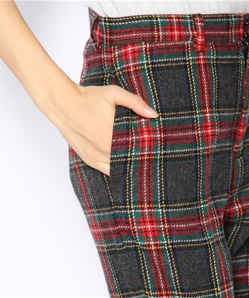BEAMS BOY(ビームスボーイ)の「□BEAMS BOY / タータン スラックス 9分(スラックス・レディース・チャコールグレー/レッド/ネイビー・0/1)」の8枚目の写真