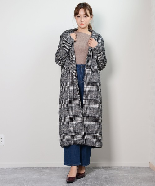 shopnikoniko(ショップニコニコ)の「グレンチェックロングコート(チェスターコート・レディース・チェック・フリー)」の7枚目の写真