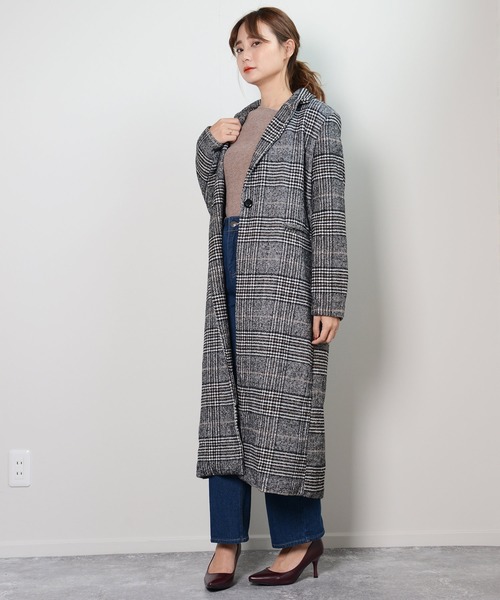 shopnikoniko(ショップニコニコ)の「グレンチェックロングコート(チェスターコート・レディース・チェック・フリー)」の6枚目の写真