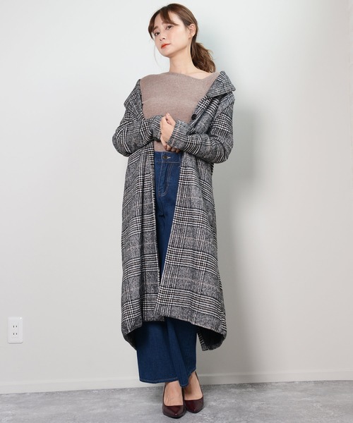 shopnikoniko(ショップニコニコ)の「グレンチェックロングコート(チェスターコート・レディース・チェック・フリー)」の4枚目の写真
