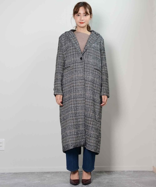 shopnikoniko(ショップニコニコ)の「グレンチェックロングコート(チェスターコート・レディース・チェック・フリー)」の10枚目の写真