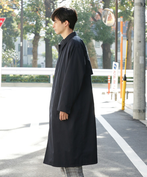 JUNRED(ジュンレッド)の「【オーバーコート】バックチェックステンカラーコート(ステンカラーコート・メンズ・ネイビー/キャメル・FREE/M/L)」の10枚目の写真