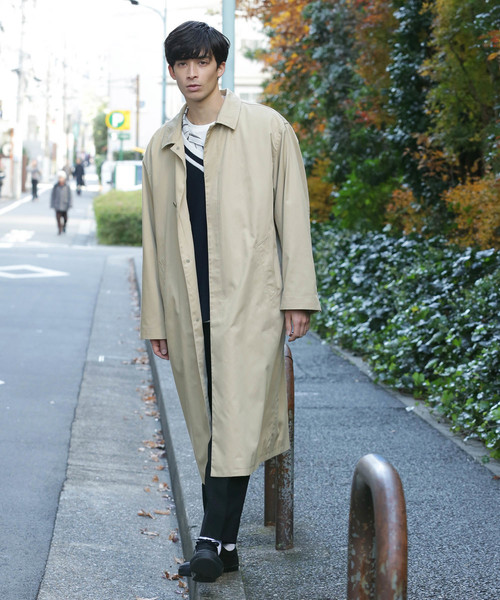JUNRED(ジュンレッド)の「【オーバーコート】バックチェックステンカラーコート(ステンカラーコート・メンズ・ネイビー/キャメル・FREE/M/L)」の11枚目の写真
