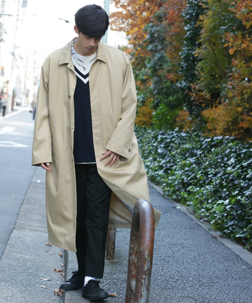 JUNRED(ジュンレッド)の「【オーバーコート】バックチェックステンカラーコート(ステンカラーコート・メンズ・ネイビー/キャメル・FREE/M/L)」の13枚目の写真