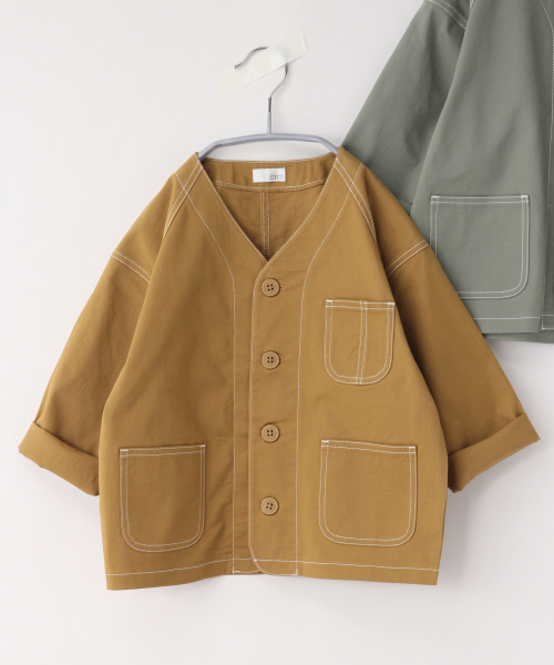 LOWRYS FARM(ローリーズファーム)の「ストレッチツイルカバーオール 830351(ノーカラージャケット・キッズ・ブラウン/オフホワイト/グリーン・SMALL/MEDIUM/LARGE)」の16枚目の写真