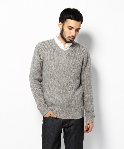 EDIFICE（エディフィス）の「◇LAMB*MOHAIRシャギーＶネックプルオーバーニット（ニット/セーター・メンズ・グレー/グレー系その他/ネイビー/レッド/グリーン/ブルー・44/46/48）」の13枚目の写真