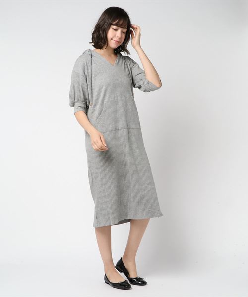 B.I.D.(ビーアイディー)の「BID / Rib Cutsewn Food Long Onepiece(ワンピース・レディース・カーキ/ブラック/グレー・FREE)」の8枚目の写真