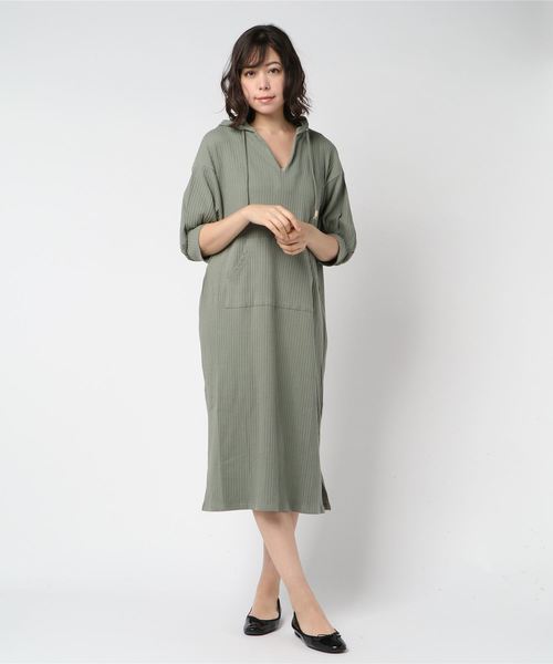 B.I.D.(ビーアイディー)の「BID / Rib Cutsewn Food Long Onepiece(ワンピース・レディース・カーキ/ブラック/グレー・FREE)」の7枚目の写真