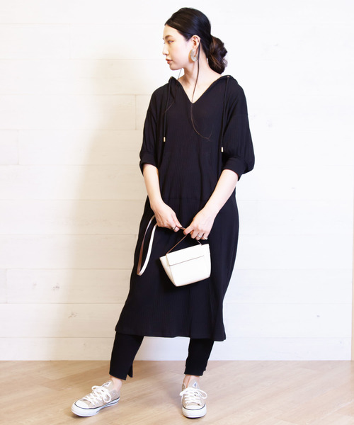 B.I.D.(ビーアイディー)の「BID / Rib Cutsewn Food Long Onepiece(ワンピース・レディース・カーキ/ブラック/グレー・FREE)」の6枚目の写真