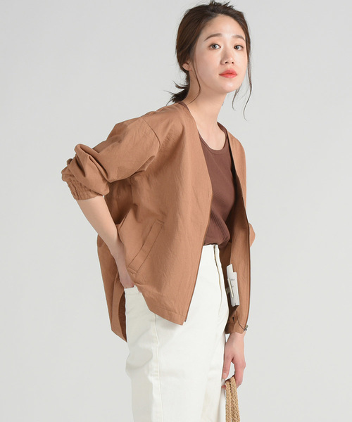 Willful by lipstar(ウィルフル バイ リップスター)の「【Willful by lipstar】麻調ジャージジップアップブルゾン(ブルゾン・レディース・ブラック/ベージュ/キャメル・M)」の3枚目の写真
