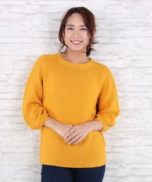 ホールガーメントバルーンスリーブニットプルオーバー【大きいサイズ対応】【9号(M)~15号(3L)】
