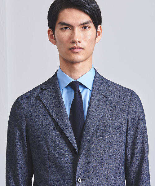 美品☆UNITED ARROWS シルク テーラードジャケット ネイビー 46 UNITED