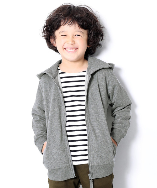 devirock(デビロック)の「ジップパーカー(パーカー・キッズ・ブラック/ベージュ/ネイビー/レッド/カーキ/ピンク/ヘザーチャコール/杢グレー/ブルー系その他/ブルー/ターコイズブルー/グリーン系その他/ライトパープル/スモークピンク/ピンク系その他/モカ/キャメル/イエロー/ラベンダー/パープル系その他・80cm/90cm/110cm/100cm/120cm/130cm/140cm/150cm/160cm)」の3枚目の写真