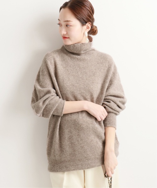 VERMEIL par iena(ヴェルメイユパーイエナ)の「ピュアカシミヤ ドロップショルダー タートルネック◆(ニット/セーター)」|ブラウン系その他