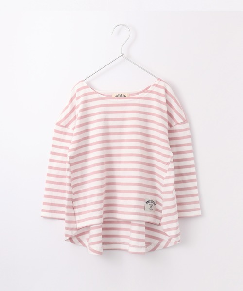 MAKE YOUR DAY(メイクユアデイ)の「【リンクコーデ】フレアボーダーTシャツ■90~140cm(Tシャツ/カットソー・キッズ・ネイビー/ピンク・110/120/130/140/90/100)」の2枚目の写真