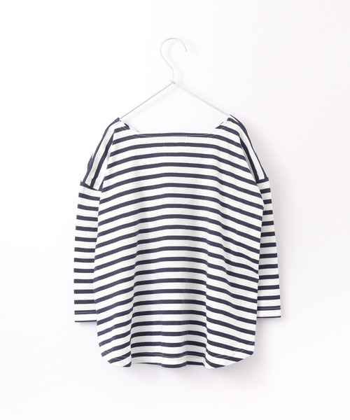 MAKE YOUR DAY(メイクユアデイ)の「【リンクコーデ】フレアボーダーTシャツ■90~140cm(Tシャツ/カットソー・キッズ・ネイビー/ピンク・110/120/130/140/90/100)」の4枚目の写真