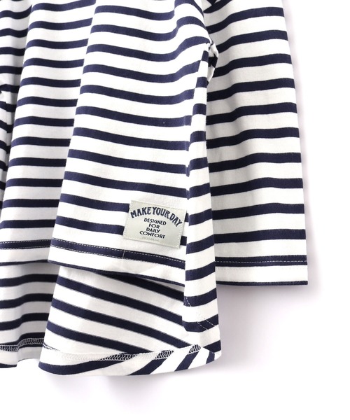 MAKE YOUR DAY(メイクユアデイ)の「【リンクコーデ】フレアボーダーTシャツ■90~140cm(Tシャツ/カットソー・キッズ・ネイビー/ピンク・110/120/130/140/90/100)」の7枚目の写真