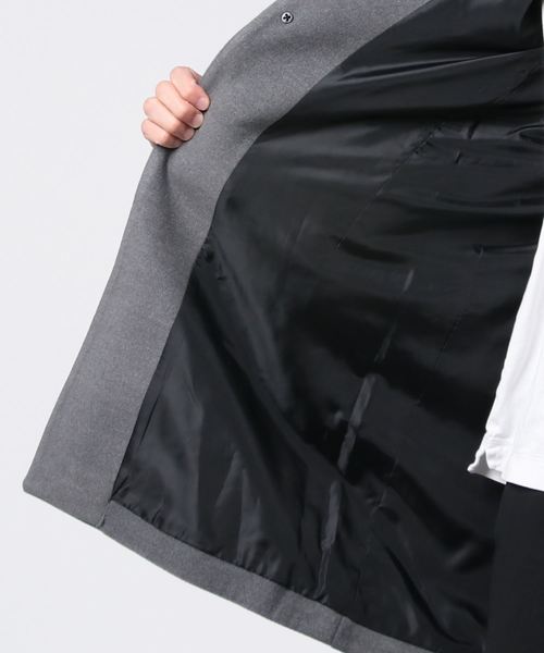 WEGO（ウィゴー）の「WEGO/メルトンチェスターコート（チェスターコート・メンズ・ブラック/ネイビー/杢グレー/キャメル・SMALL/MEDIUM/LARGE）」の7枚目の写真