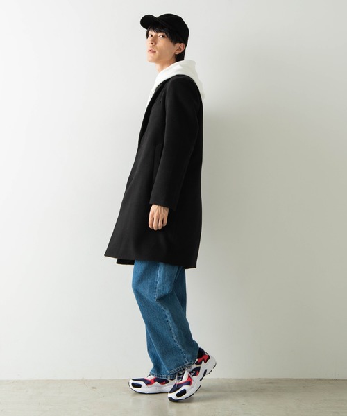 WEGO（ウィゴー）の「WEGO/メルトンチェスターコート（チェスターコート・メンズ・ブラック/ネイビー/杢グレー/キャメル・SMALL/MEDIUM/LARGE）」の8枚目の写真