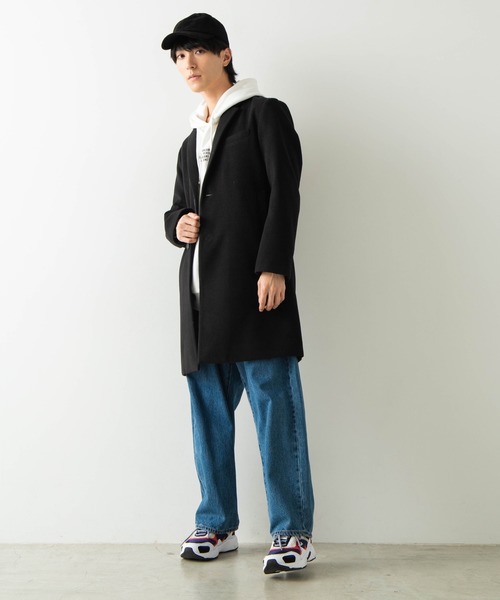 WEGO（ウィゴー）の「WEGO/メルトンチェスターコート（チェスターコート・メンズ・ブラック/ネイビー/杢グレー/キャメル・SMALL/MEDIUM/LARGE）」の10枚目の写真