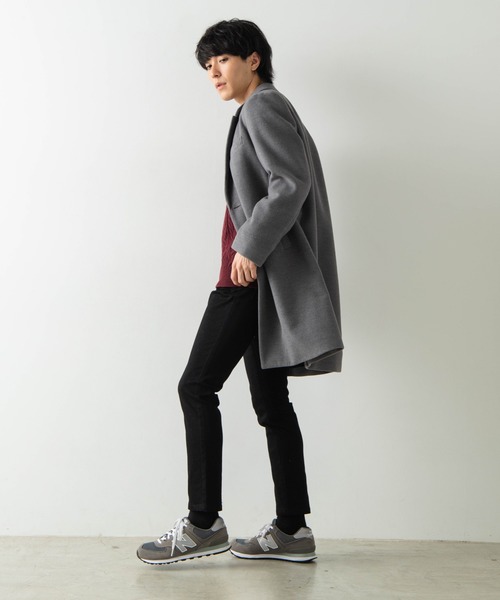 WEGO（ウィゴー）の「WEGO/メルトンチェスターコート（チェスターコート・メンズ・ブラック/ネイビー/杢グレー/キャメル・SMALL/MEDIUM/LARGE）」の11枚目の写真