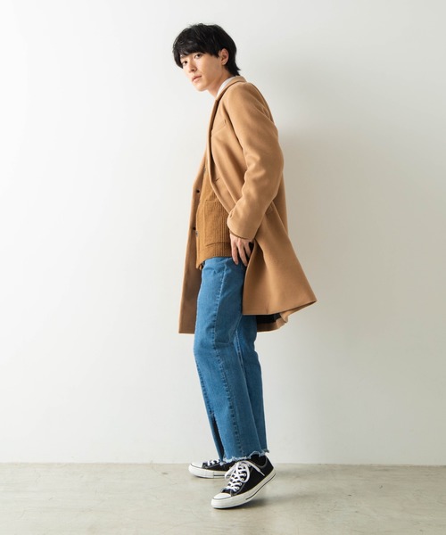 WEGO（ウィゴー）の「WEGO/メルトンチェスターコート（チェスターコート・メンズ・ブラック/ネイビー/杢グレー/キャメル・SMALL/MEDIUM/LARGE）」の19枚目の写真