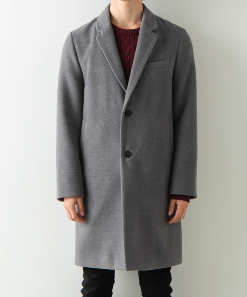 WEGO（ウィゴー）の「WEGO/メルトンチェスターコート（チェスターコート・メンズ・ブラック/ネイビー/杢グレー/キャメル・SMALL/MEDIUM/LARGE）」の22枚目の写真