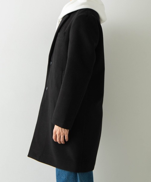 WEGO（ウィゴー）の「WEGO/メルトンチェスターコート（チェスターコート・メンズ・ブラック/ネイビー/杢グレー/キャメル・SMALL/MEDIUM/LARGE）」の12枚目の写真