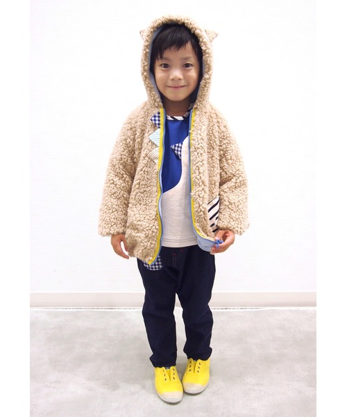 ベイビーチアー ボアカーディガン 80-90 （手袋ポケット裏起毛  