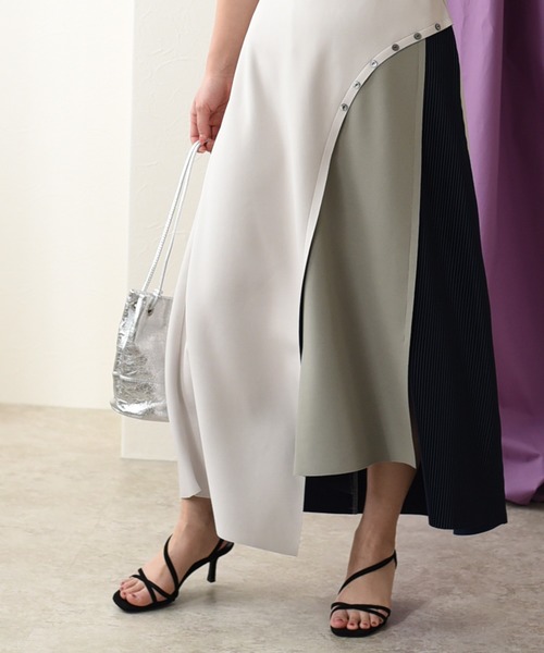 Eimee Law（エイミーロウ）の「シェルボタンデザイン配色切替SK（スカート・レディース・アイボリー/ブラック/ミント・38）」の20枚目の写真