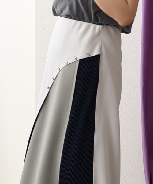 Eimee Law（エイミーロウ）の「シェルボタンデザイン配色切替SK（スカート・レディース・アイボリー/ブラック/ミント・38）」の21枚目の写真