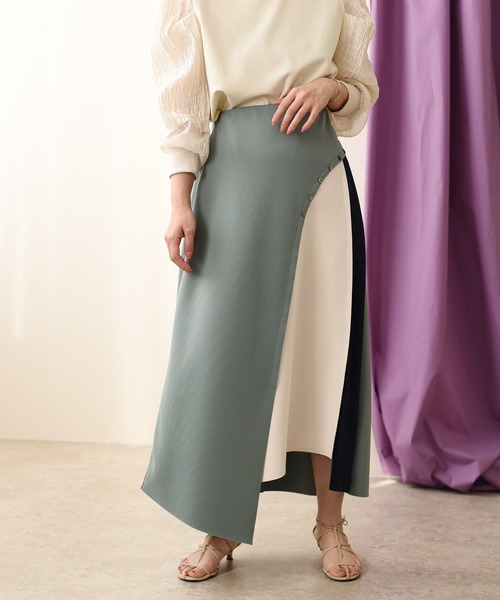 Eimee Law（エイミーロウ）の「シェルボタンデザイン配色切替SK（スカート・レディース・アイボリー/ブラック/ミント・38）」の22枚目の写真