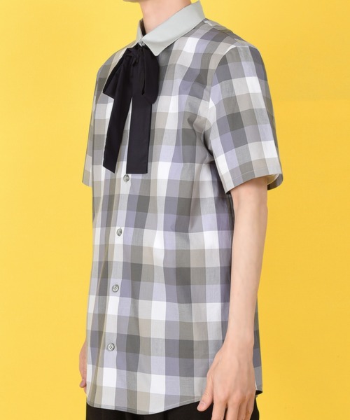 milkboy LOST STORY BOW SHIRTS リボンシャツ グレー MILKBOY - milkboy LOST STORY BOW SHIRTS リボンシャツ グレーの通販