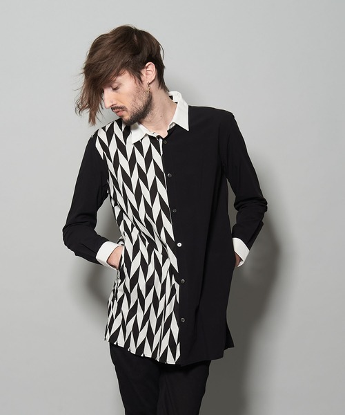 NO ID.(ノーアイディ)の「スイッチングルーズSH(シャツ/ブラウス・メンズ・ブラック/ブラック×ホワイト/ホワイト×ブラック・ONE SIZE)」の3枚目の写真