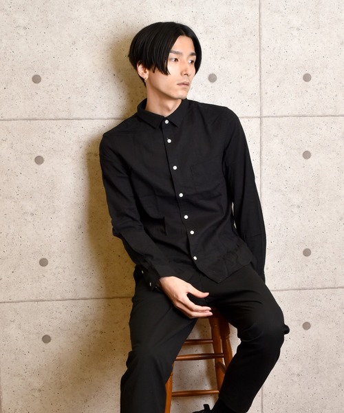 VIBGYOR（ヴィブジョー）の「VIBGYOR Select/綿麻ストレッチ長袖シャツ(BI)（シャツ/ブラウス・メンズ・ライトグリーン/ブルー/グリーン/ピンク/イエロー/サックスブルー/ホワイト/ワインレッド/ブラック/ネイビー・LARGE/MEDIUM）」の14枚目の写真