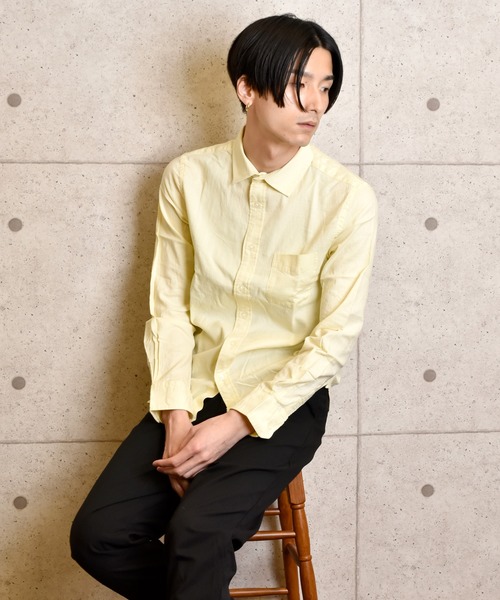 VIBGYOR（ヴィブジョー）の「VIBGYOR Select/綿麻ストレッチ長袖シャツ(BI)（シャツ/ブラウス・メンズ・ライトグリーン/ブルー/グリーン/ピンク/イエロー/サックスブルー/ホワイト/ワインレッド/ブラック/ネイビー・LARGE/MEDIUM）」の18枚目の写真