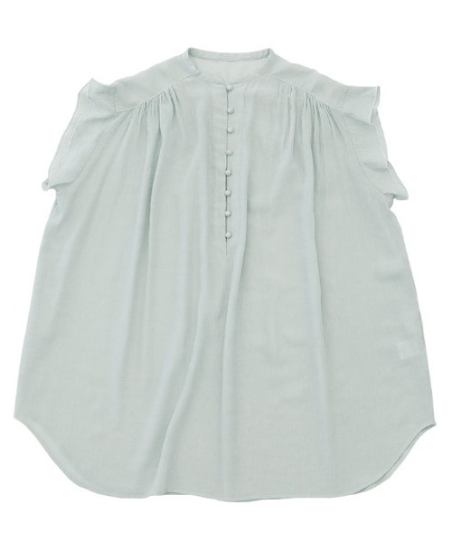 select MOCA（セレクトモカ）の「2021 SS シフォン楊柳バンドカラーブラウス（バンドカラーフレンチスリーブシアートップス）（シャツ/ブラウス・レディース・ホワイト/ライトブルー/ブラック/ベージュ/カーキオリーブ/レンガ・FREE）」の15枚目の写真