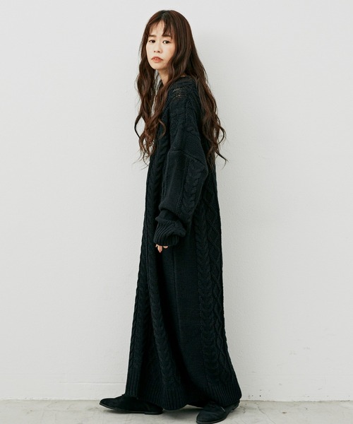 Libra Cue（リブラ キュー）の「【2020/AW】 ローゲージロングニットワンピース（ワンピース・レディース・ブラック/ブラウン/アイボリー・FREE）」の12枚目の写真